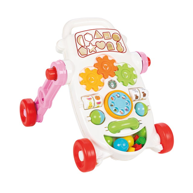 Lauflernwagen mit Soundeffekten, Lauflernhilfe mit Spielzeugzubehör, Babywalker pink Lauflernwagen mit Soundeffekten, Lauflernhilfe mit Spielzeugzubehör, Babywalker pink